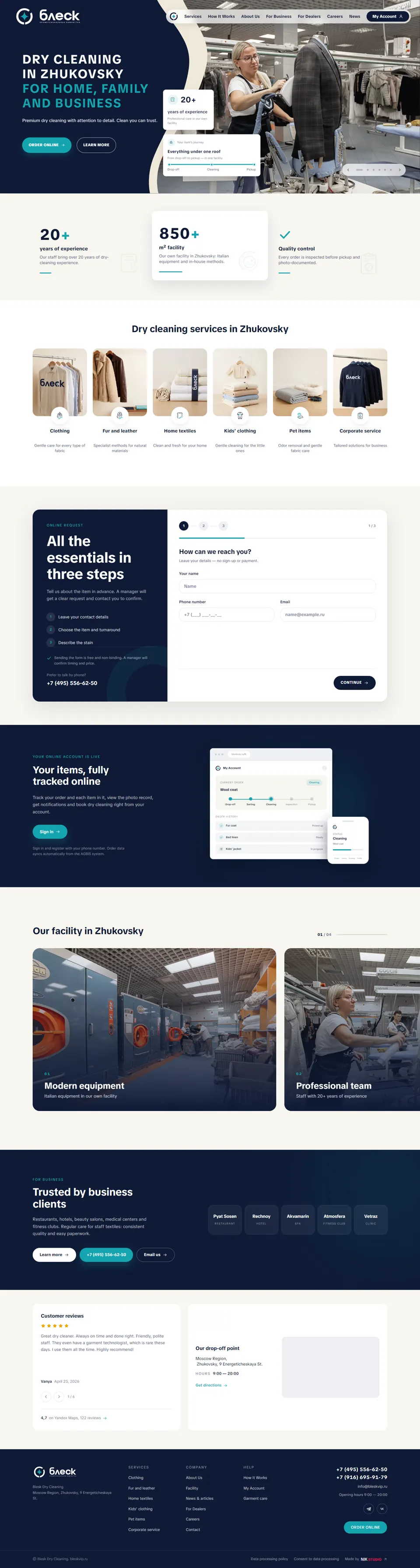 Dry cleaning service, full page