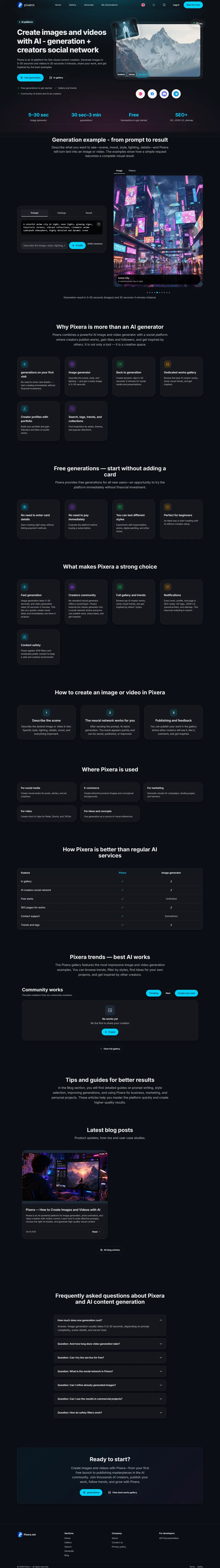 AI image & video platform, full page